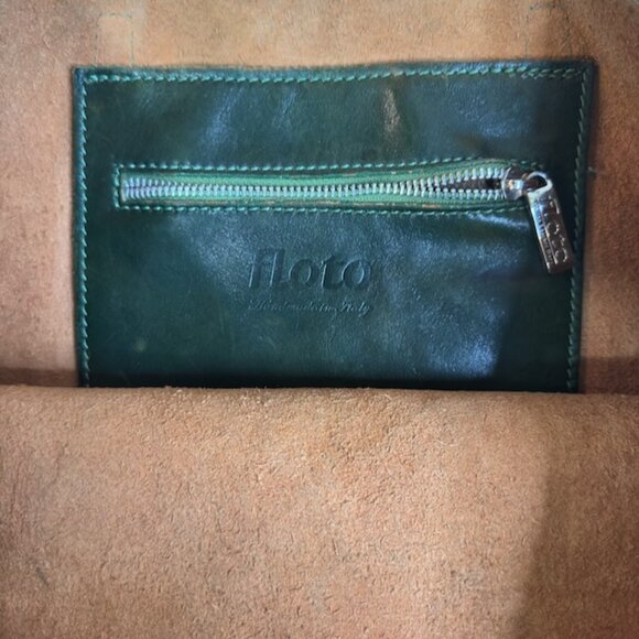 Floto Italian Leather Tote Green Patina Made in Tuscany - Picture 7 of 13